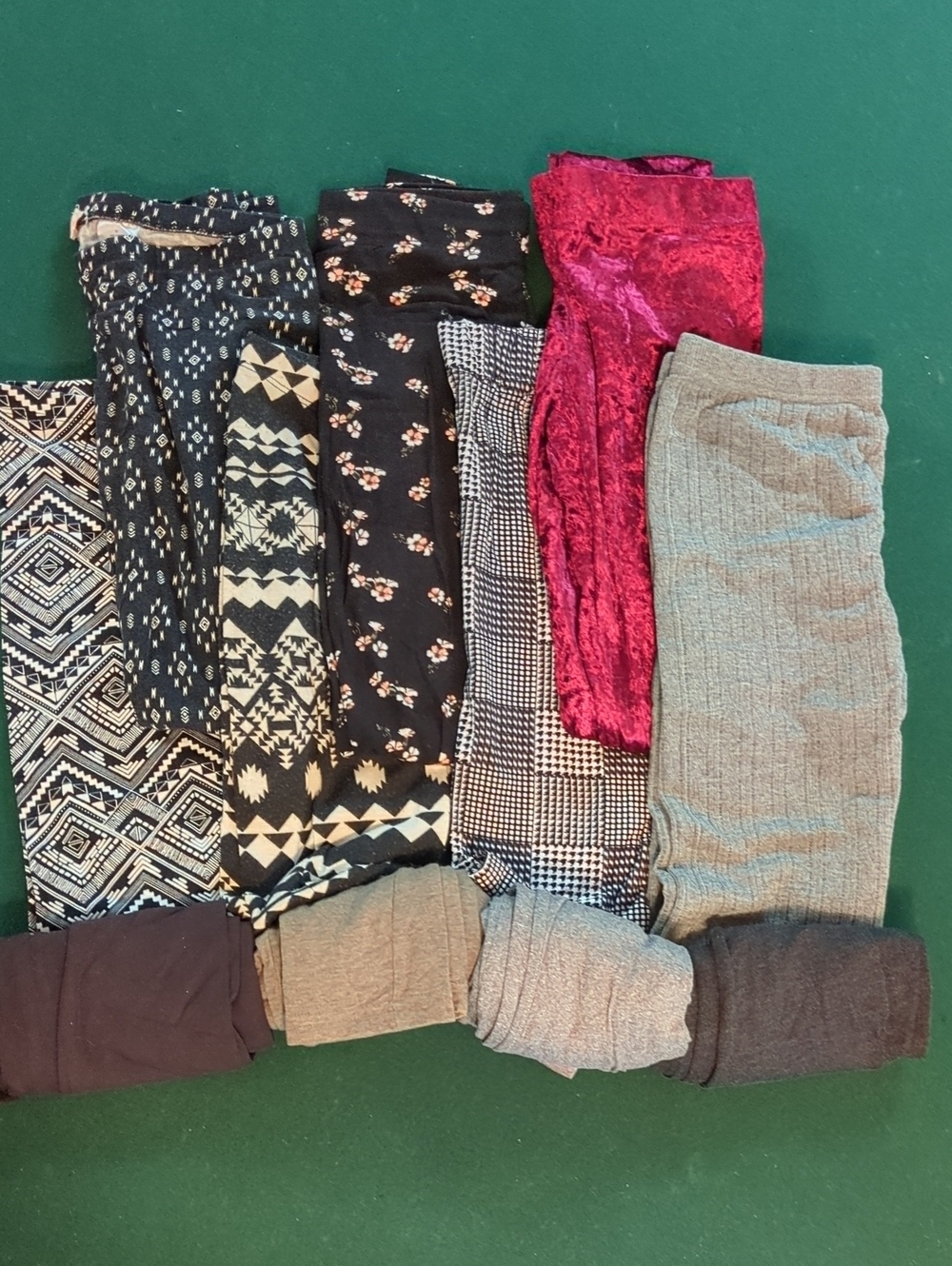 Leggings Assorted Pairs - 11+ Lot - Black, Gray, Burgundy & Patterned Mixed Lot